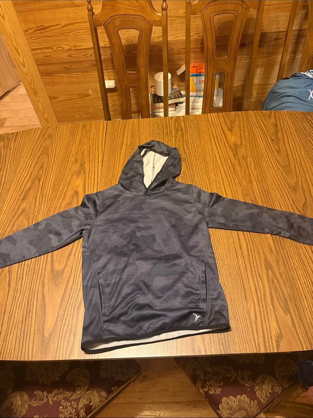 Kids Hooded Pullover Jacket - black and grey Camo